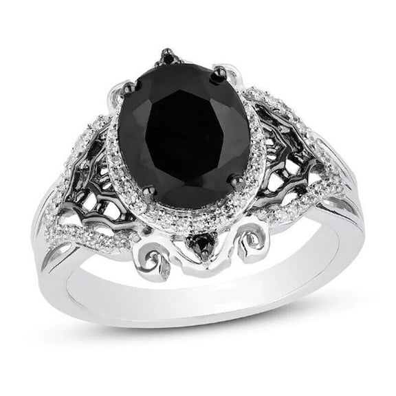 BKBP Black Stone Ring Ladies Natural Rings Solitaire 1 Sizes 6~11 Oval Rings Elegant Adjustable Minimalist Thumb Finger Rings Great Gift for Her