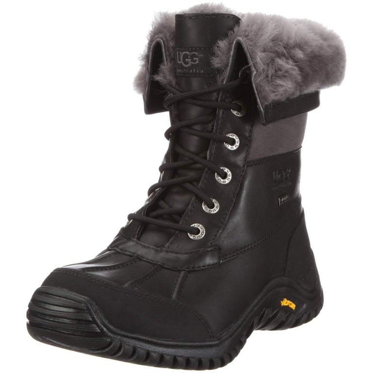 UGG Adirondack II 5446 Womens Obsidian Leather Mid Calf Snow Boots