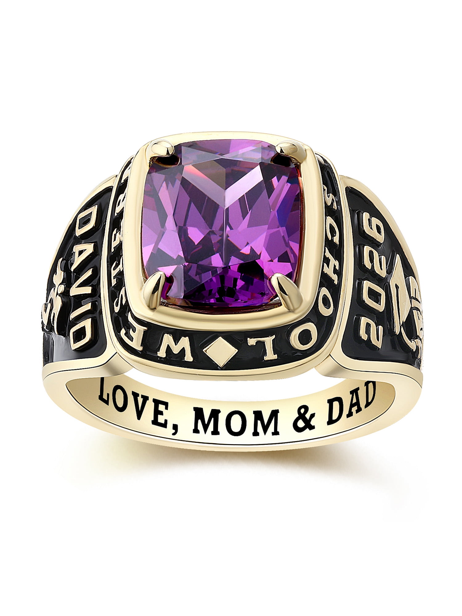 Mementos USA Custom Men's Class Rings 10kt Yellow Gold for High School and College Graduation-Elite