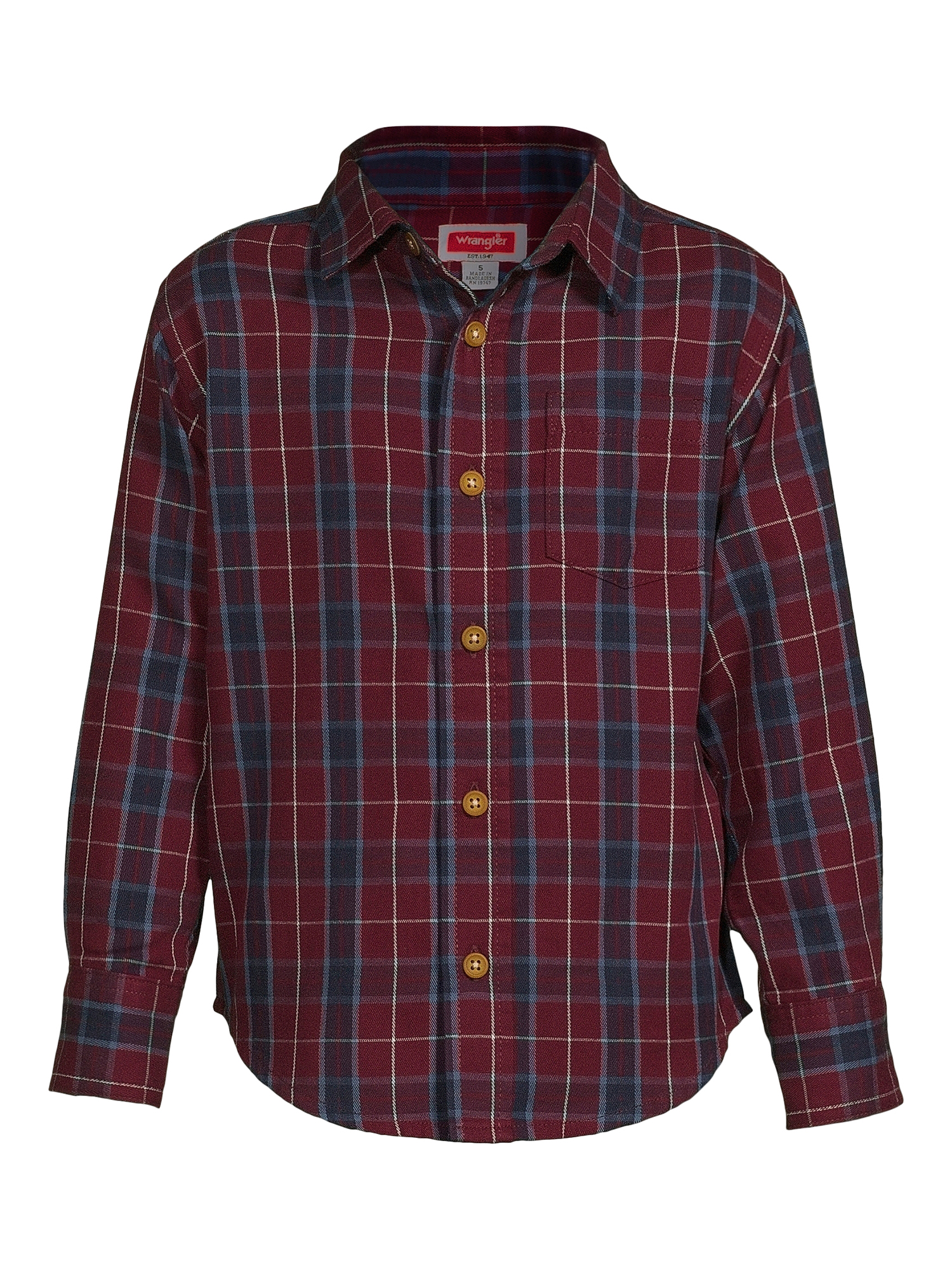 Wrangler Boys Long Sleeve Button-Up Twill Shirt, Sizes 4-18 & Husky - image 2 of 5