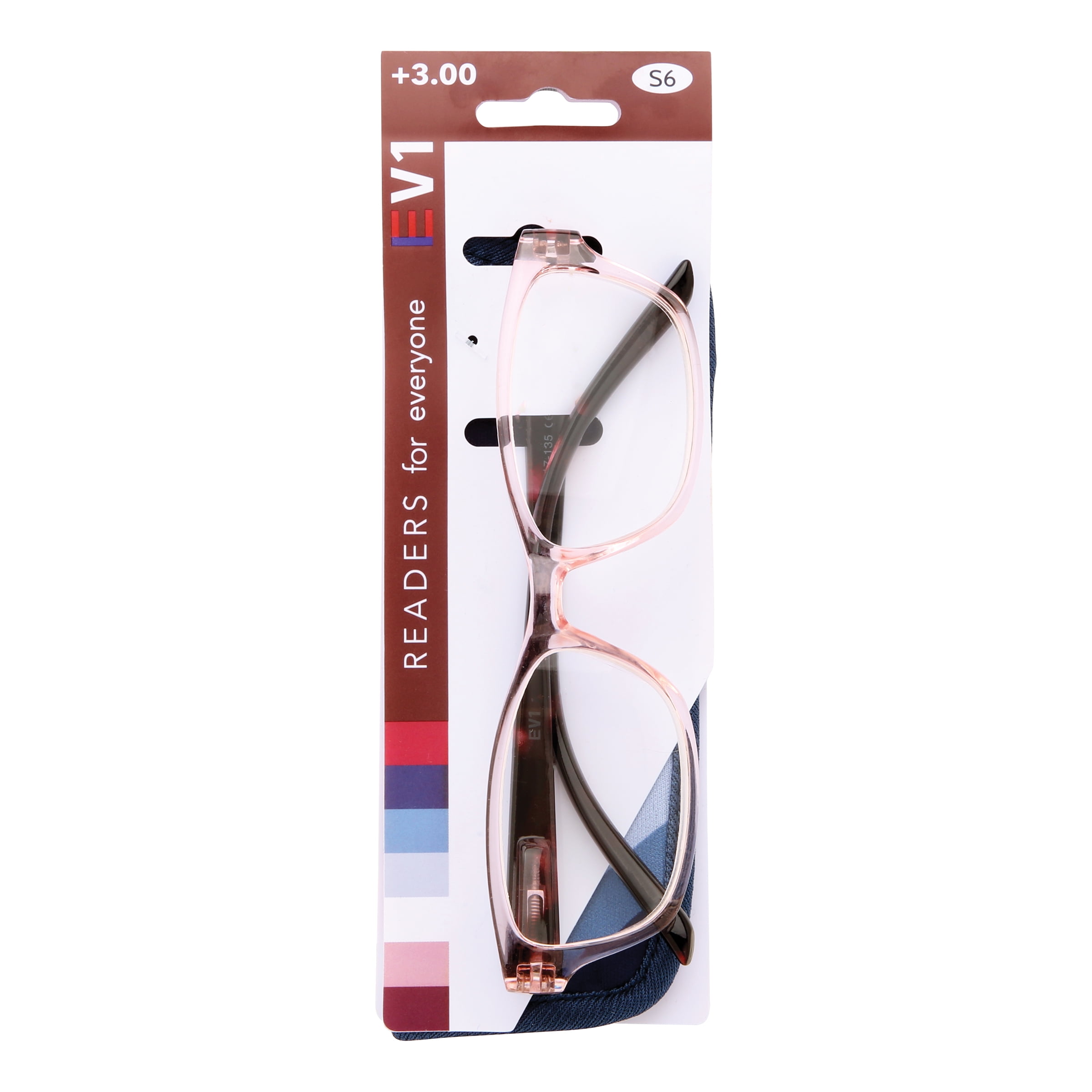 EV1 Nola Crystal Blue +3.00 Reading Glasses with Case
