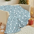 thumbnail image 5 of Christmas Tree Elk Print Flannel Blanket, Blue Cozy Soft Lightweight Nap Blanket, for Holiday Gift Home Decor, 39.37x 29.52 inch, 5 of 6