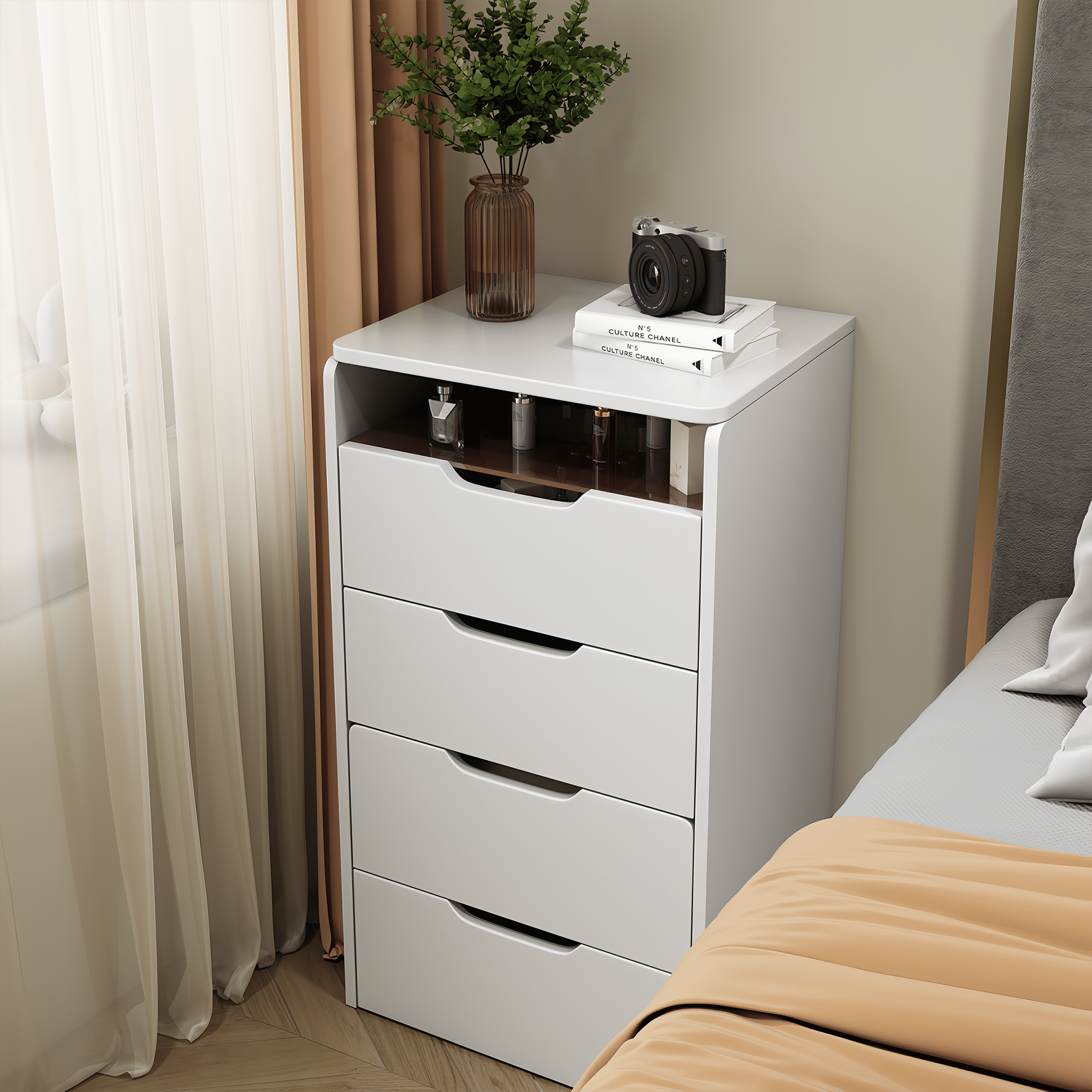 Miniyam Vanity Desk with Lighted Flip Mirror, Drawers & Stool, Makeup Table for Adults, White