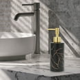 thumbnail image 6 of Unique Bargains 1 Pc Cylinder Marble Pattern Soap Dispenser 10.82oz Black Gold Tone, 6 of 6
