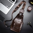 thumbnail image 7 of BULLCAPTAIN Men's Leather Sling Bag Waterproof Crossbody Pack Chest Shoulder Backpack for Hiking Cycling Mountaineering Travelling, 7 of 7