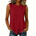 thumbnail image 6 of SwiftWear Women's Crew Neck Tank Top with Asymmetric Hem Cross Back Summer Sleeveless Casual Top Soft Stretch Everyday Wear​, 6 of 8