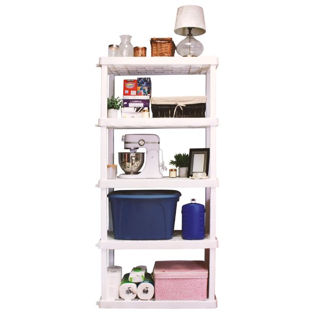 Hyper Tough 5 Tier Plastic Shelves Storage Rack, Garage Shelving Unit