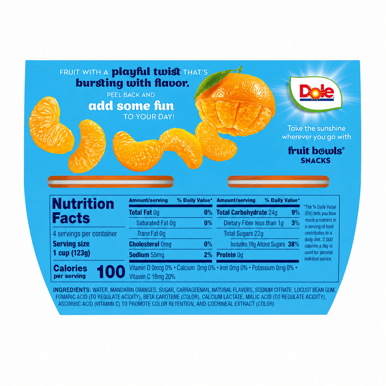 (3 pack) Dole Fruit Bowls Mandarin Oranges in Orange Gel, 4.3 oz Cups (4 Pack)