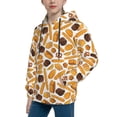 thumbnail image 2 of Lsque Coffee Bun Hot Dog Patten Youth Hoodie Sweatshirt Pullover with Kangaroo Pocket Boys and Girls Hoodie Warm Hoodie for Kids-Medium, 2 of 6