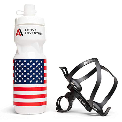 Bicycle Water Bottle & Cage NEW Black Hydration Holder Bike Drinks Flask