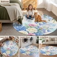 thumbnail image 6 of Blue Spring Floral 6ft Round Rugs, Pink Flowers Elegant Botanical Farmhouse Washable Non-Slip Area Rugs for Living Room Bedroom Kitchen, Low Pile Dining Room Kicthen Circle Carpet, Indoor Floor Rug, 6 of 9