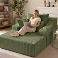 thumbnail image 4 of Leumius Oversized Chaise Lounge Chair Indoor,67'' Faux Fur Upholstered Boneless Sofa Bed,Deep Seat Sleeper Cloud Sofa with Cup Holders & 3 Pillows for Living Room, No Assembly Required,Green, 4 of 14