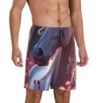 thumbnail image 2 of Kdxio Flower White Horse Print Mens Sleep Shorts Bottoms Soft Comfy Pajama Wear Pants with Drawstring Pockets, 2 of 5