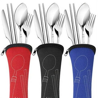 Bentgo Stainless Steel Reusable 3pc Travel Utensil Set with Carrying Case -  Aqua