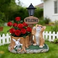 thumbnail image 3 of YIQMI Orange Tabby Cat and Rabbit Garden Statue with Solar LED Lamp, Outdoor Resin Tree Stump Planter Pot with Welcome Sign for Patio, Lawn, 3 of 7