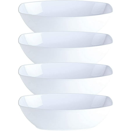 

Nicole Fantini s White 80 Oz Oval Shaped Disposable Plastic Serving Luau Bowls to serve Salad Snack and Food in Elegant Parties Hotel & Resturant. 2Ct