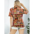 thumbnail image 2 of HAPPY BAY Women's Casual Beach Blouses Shirt Collared Blouse Short Sleeve Button Up Dress Tee Shirts Hawaiian Tops for Women S Checkered, Multi, 2 of 5