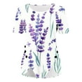 thumbnail image 5 of Purple Women's Short Sleeve T-shirt, Women'S Summer Round Neck Retro Flower Print Irregular Hem Loose Casual Top,Women's Short sleeve T-shirt XXL, 5 of 5