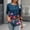 B _Multicolor, variant on Women Crew Neck Henley Half Placket Irregular Wavy Stripe Graphic 3/4 Sleeve Curved Hem Pullover Grocery Stroll Weekend Top Multicolor L