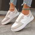 thumbnail image 5 of QWKLEAJ Women’s Color Block Platform Sneakers, Lace Up Low Top Casual Skate Shoes Non Slip Lightweight Walking Sneakers for Daily Street Travel Khaki 8, 5 of 6