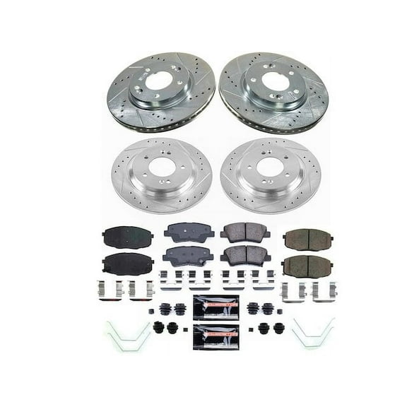 Front and Rear Brake Pad and Rotor Kit - Compatible with 2022 - 2023 Kia Forte