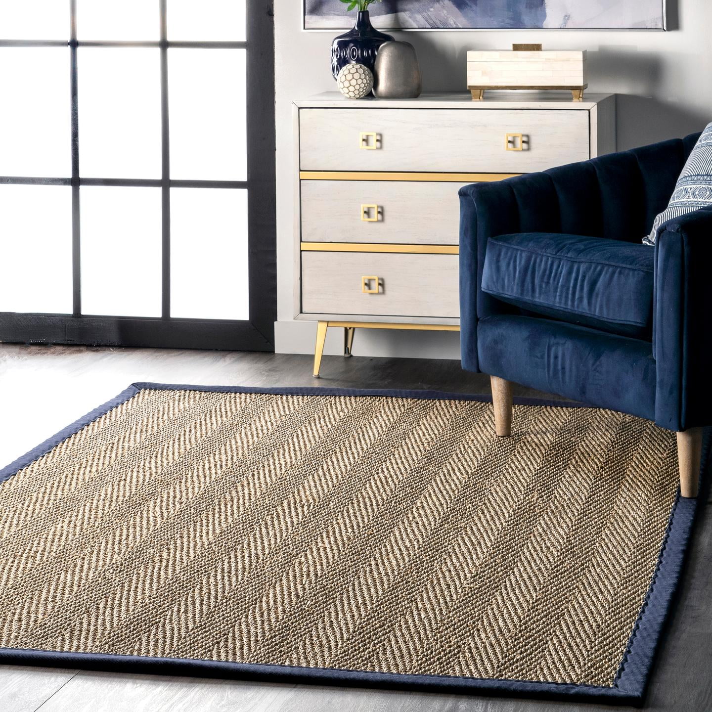 nuLOOM Larnaca Seagrass Herringbone Indoor/Outdoor Area Rug Walmart