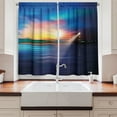 thumbnail image 2 of Ambesonne Lighthouse Kitchen Curtains, Majestic Sky Beach, 55"x45", Pale Blue Dark Blue, 2 of 3