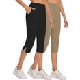 thumbnail image 2 of FUNUONY Women's High Waisted Capri Buttery Soft Tummy Control No See Through Workout Athletic Running Yoga Cycling Pants High Waisted Crop Work Pants Summer Casual Slacks Yoga Dress Pant Khaki L, 2 of 9