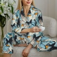 thumbnail image 6 of Honeii Butterflys print Women's Pajama Sets Long Sleeve Button Down Sleepwear Nightwear Soft Pjs Lounge Sets-Large, 6 of 7