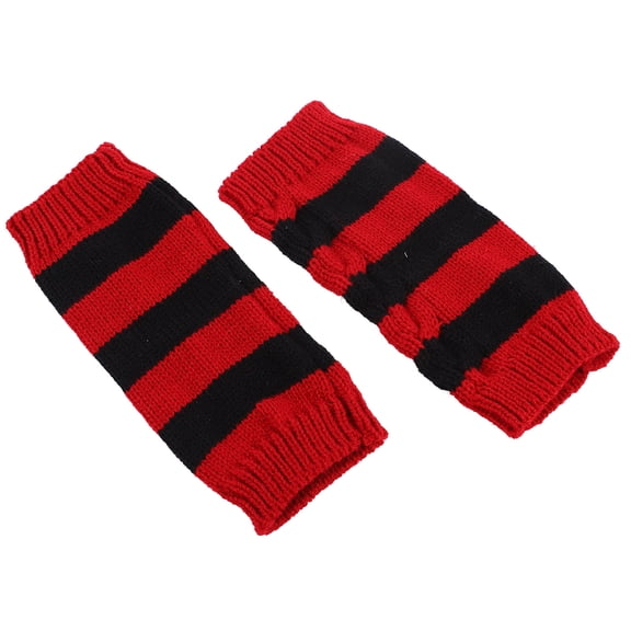 OATIPHO 1Pair Handmade Knitted Black Winter Gloves Half Finger Warm Gloves for Running Golfing