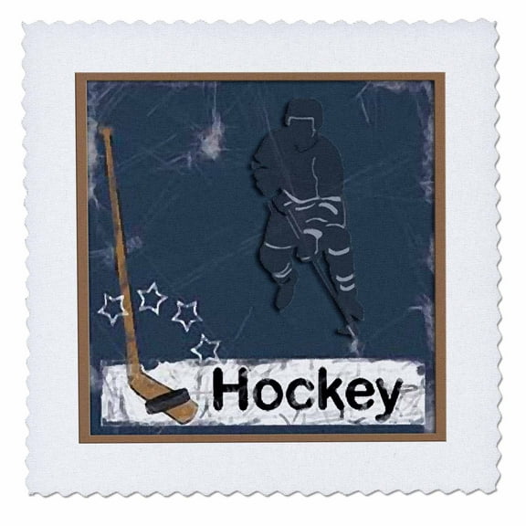 3dRose, Hockey Player, 8x8 inch quilt square