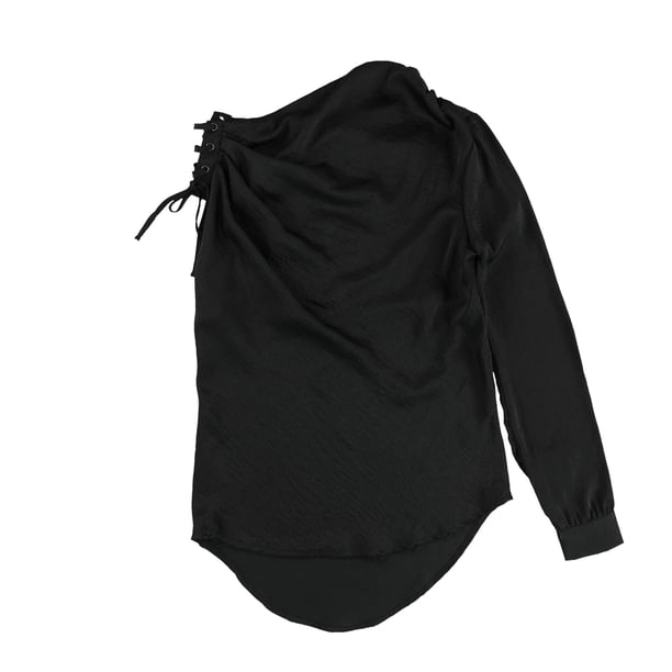 bar III Blusa de un solo hombro para mujer, negro, mediano