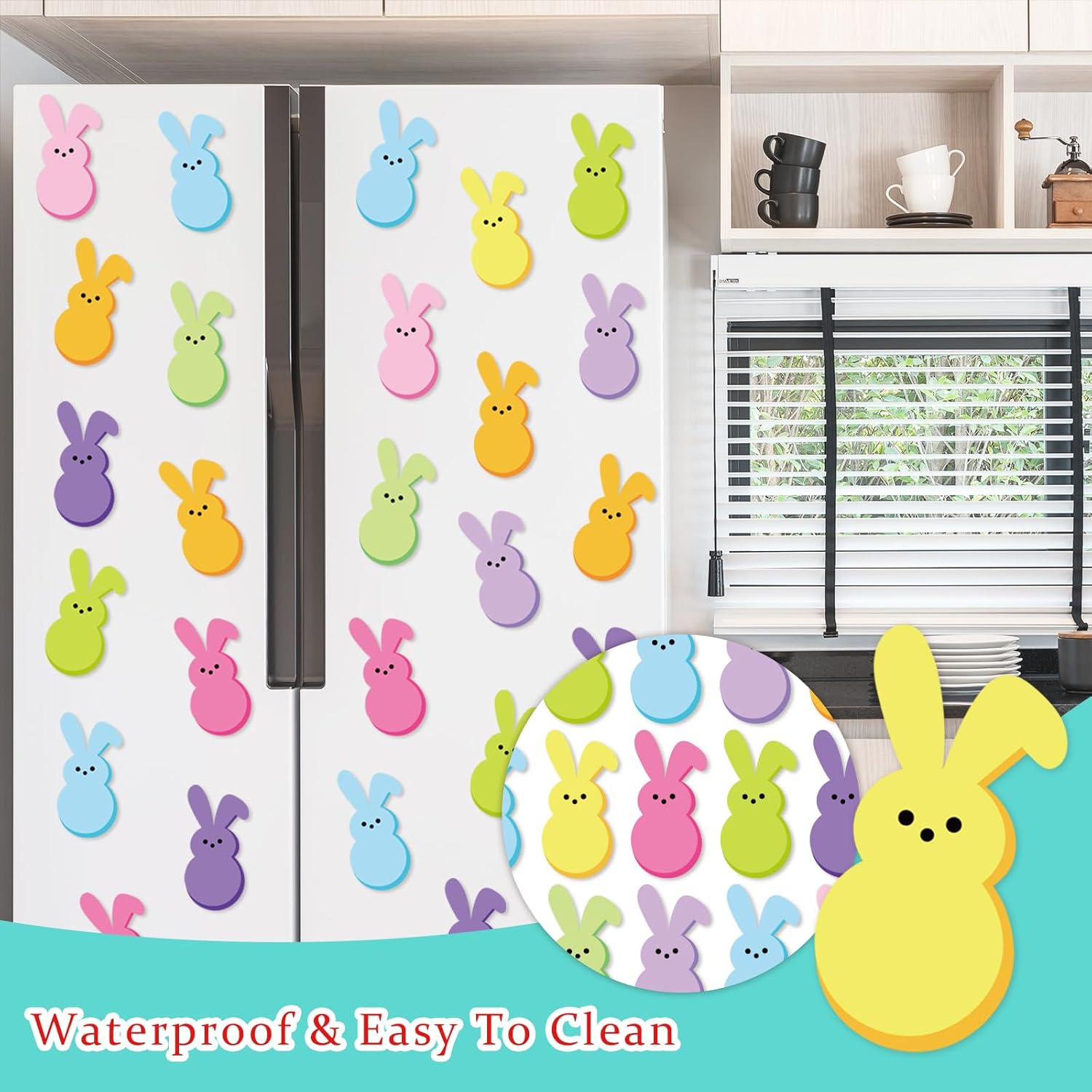 15 Pcs Easter Refrigerator Magnets Colorful Bunny Garage Magnets Cute Rabbits Magnetic Fridge Stickers for Spring Holiday Car Kitchen Metal Door Cabinets
