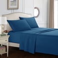 thumbnail image 4 of Juego de sábanas suaves, colcha con bolsillo profundo, juego de cama de alta calidad, color azul, tamaño completo, 4 Uds., 4 of 8