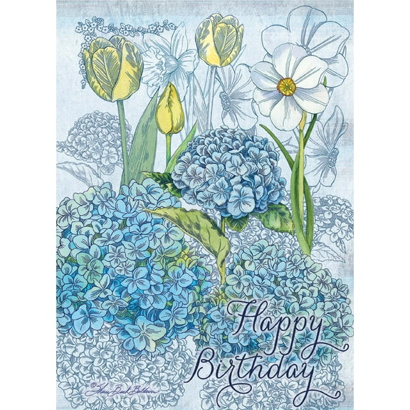 Shared Blessings Blue Hydrangeas 1 Count Christian Birthday Card, Religious KJV Scripture Bible Verse, Envelope Included