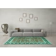 thumbnail image 3 of Ahgly Company Machine Washable Indoor Square Persian Turquoise Blue Traditional Area Rugs, 6' Square, 3 of 4