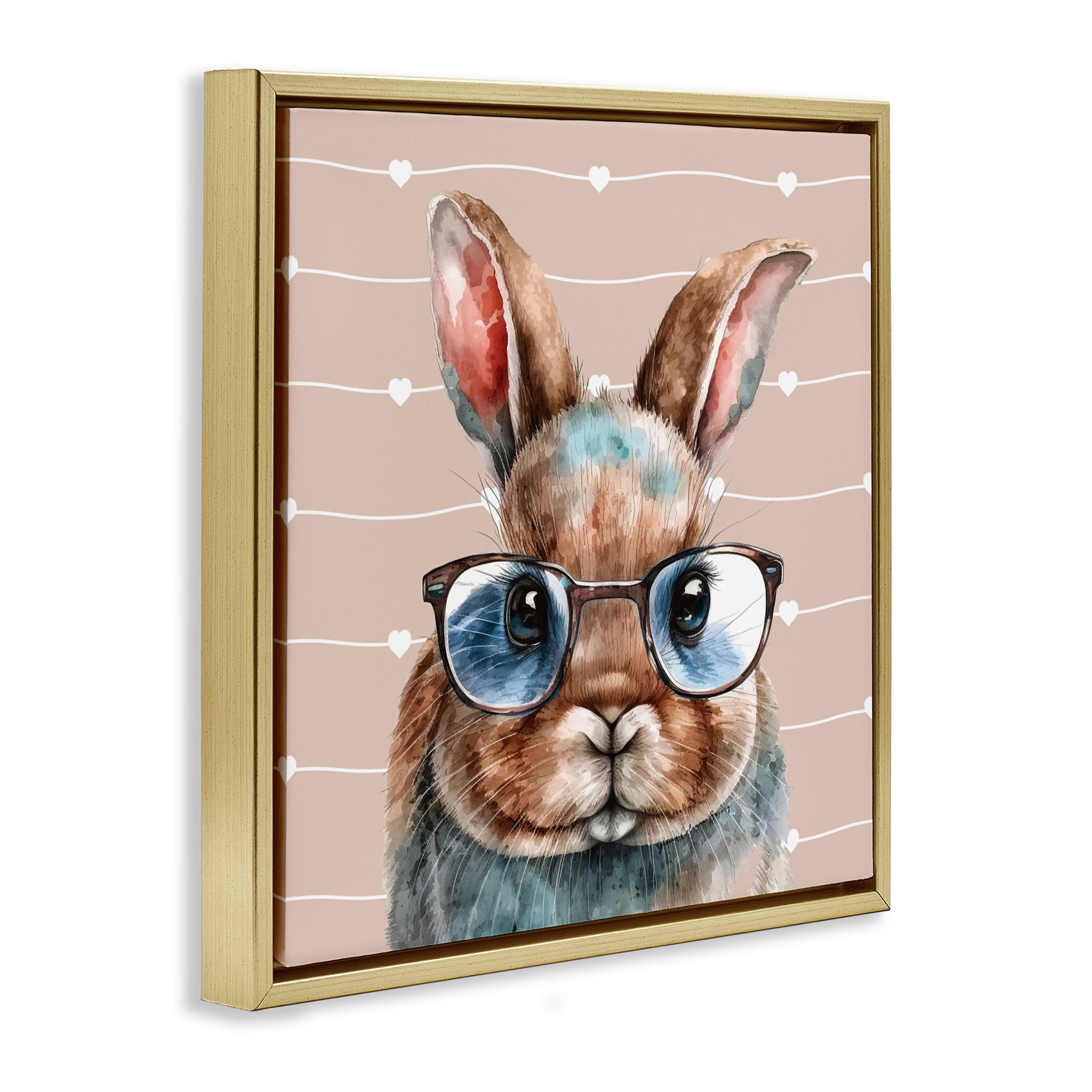 Stupell Industries Buster Rabbit with Specs Gold Framed Floater Canvas Wall Art, design by Yvonne Coleman Burney