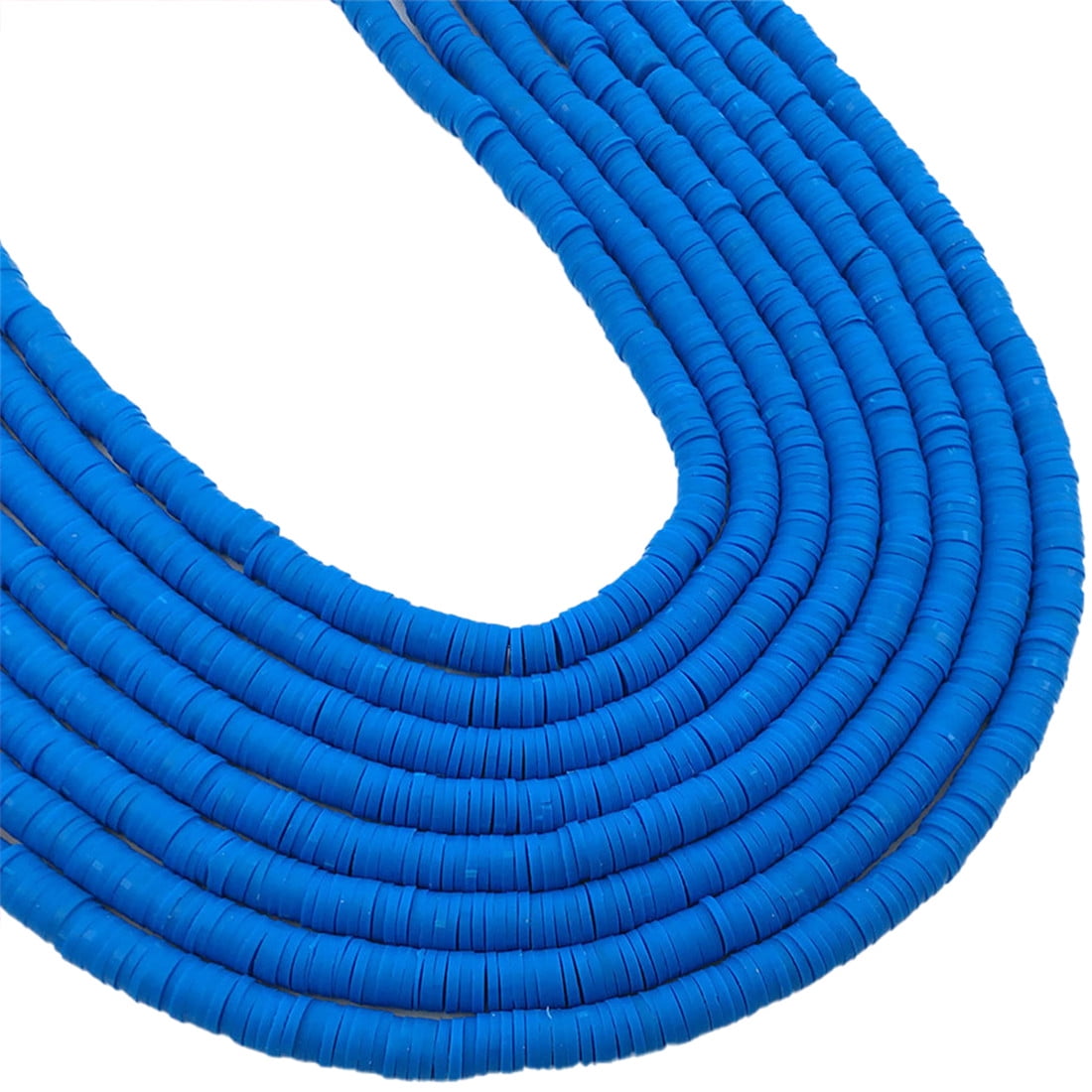 About 3200pcs 10 Strands Blue Heishi Beads Flat Round Loose Blue