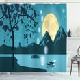thumbnail image 1 of Magic Moon Shower Curtain, Illustration Night Landscape of Moon over Mountains, Fabric Bathroom Set with Hooks, 69W X 75L Inches Long, Cream Dark Violet Blue Sea Blue, by Ambesonne, 1 of 3