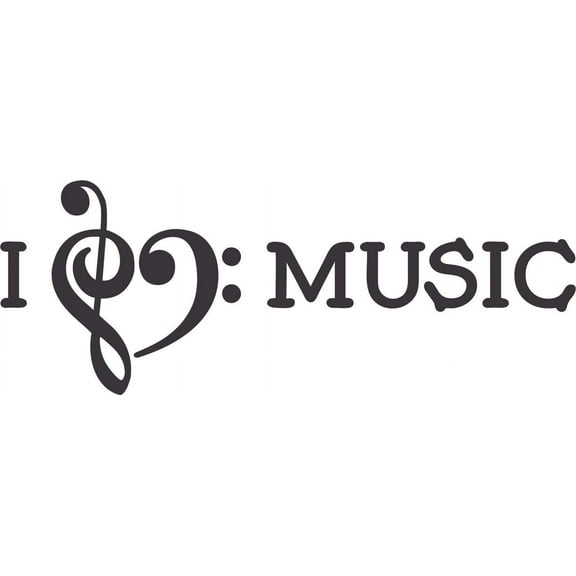 I Love Music Musical Notes G Clef Customized Wall Decal - Custom Vinyl Wall Art - Personalized Name - Baby Girls Boys Kids Bedroom Wall Decal Room Decor Wall Stickers Decoration Size (15x30 inch)