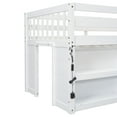 thumbnail image 5 of Miniyam Wood Twin Size Loft Bed with LED Light & Shelves for Kids and Teens, White, 5 of 6