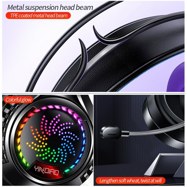 Wired Gaming Headphone Portable Rotatable Microphone 20-20KHz PC Notebook Computer Net Bar Music Listening Game Playing Headset with Sound Card Black