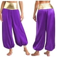 thumbnail image 6 of iiniim Womens Stain Hippie Harem Arabian Costume Loose Lantern Long Pants Belly Dancewear Purple XL, 6 of 7