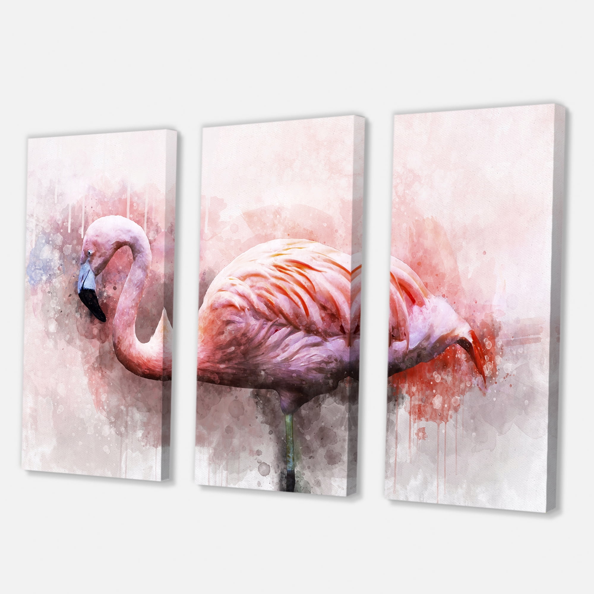 Designart ' Abstract Portrait of Pink Flamingo V ' Farmhouse Canvas Wall Art Print