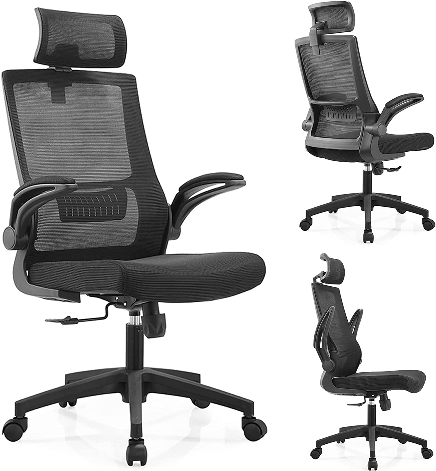 Office Task Desk Chair Ergonomic Small Home Comfort Chairs Swivel Mesh Computer Chair with Flip