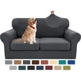 thumbnail image 1 of 3 Pieces Couch Covers for 2 Cushion Sofa Super Stretch Loveseat Slipcover Pet Dog Universal Slip Cover Anti Slip Love Seat Furniture Protector ( Dark gray 55 "-69"), 1 of 5