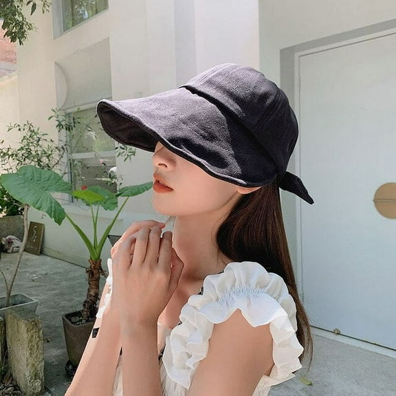 CoCopeanut Fashion Woman Cotton Summer Hemp Bucket Hat Sunscreen Cap Beach Outdoor Panama Bowknot Foldable Sun Hat Breathable Headwear