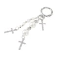 thumbnail image 6 of Unique Bargains 1 Pc Handbag Charm Keychain Faux Pearls Bag Accessories Silver Tone Beige, 6 of 6