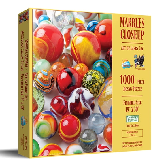 Sunsout Marbles Closeup 1000 Piece Jigsaw Puzzle for Adults - Finished Size: 19" x 30" by Artist: Garry Gay