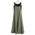 thumbnail image 5 of WTOBBY Women's Casual Wide Leg Jumpsuit Romper in Solid Color, Overalls Style with Adjustable Straps, Side Slit Legs, and Pockets for Stylish Comfort,Army GreenL, 5 of 5